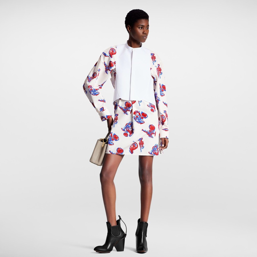 Women Louis Vuitton Dresses | Trumpet Print Bib Shirt Dress