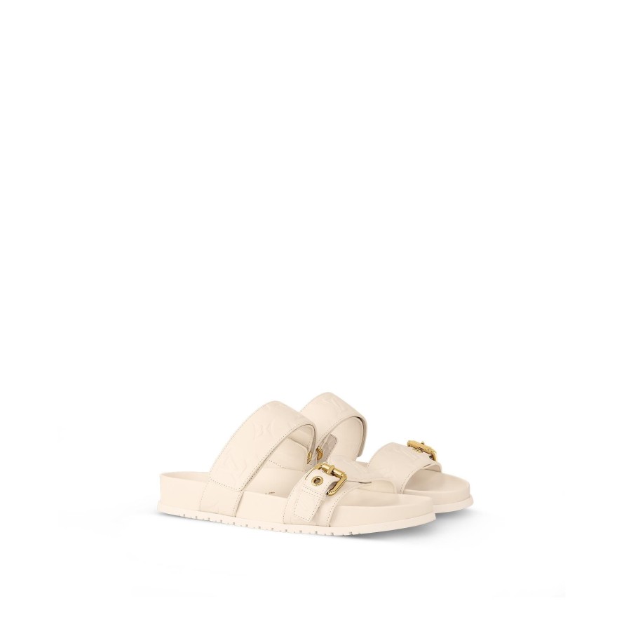 Women Louis Vuitton Mules And Slides | Bom Dia Flat Comfort Mule Ivory