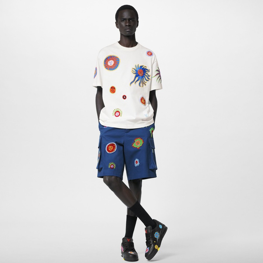 Men Louis Vuitton T-Shirts And Polos | Lv X Yk Embroidered Faces T-Shirt