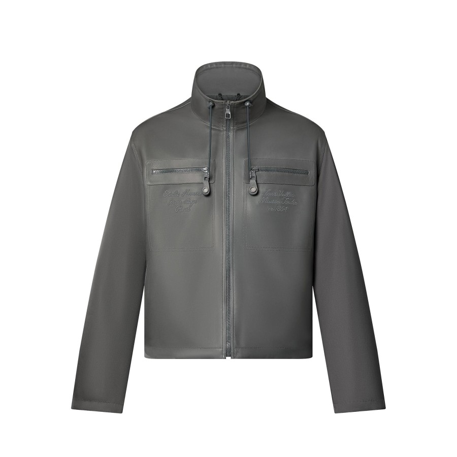 Men Louis Vuitton Coats And Outerwear | Embroidered Leather Mix Blouson