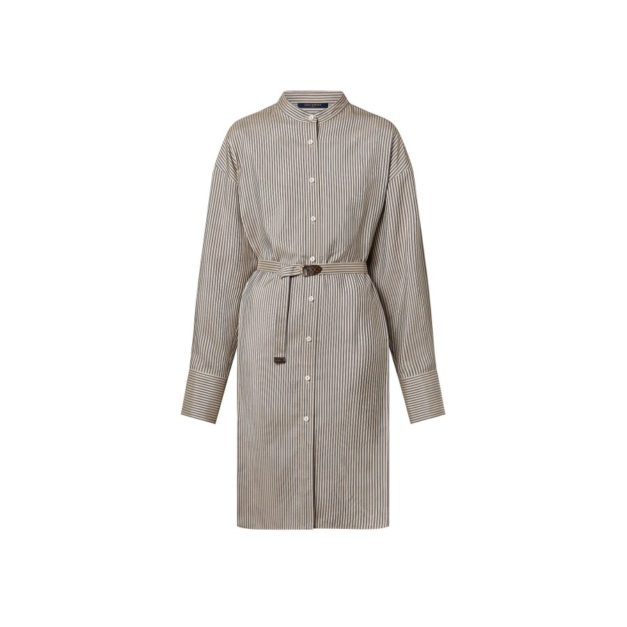 Women Louis Vuitton Dresses | Pinstripe Silk Shirt Dress