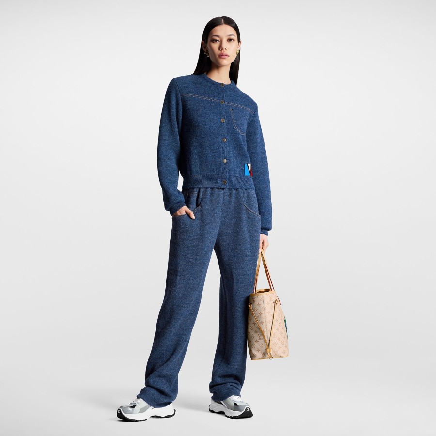 Women Louis Vuitton Knitwear | Denim-Effect Knit Cardigan