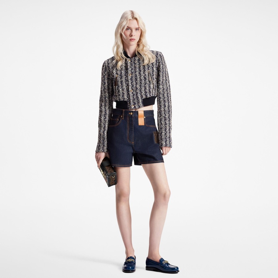 Women Louis Vuitton Coats And Jackets | Lurex Tweed Cropped Bomber Jacket