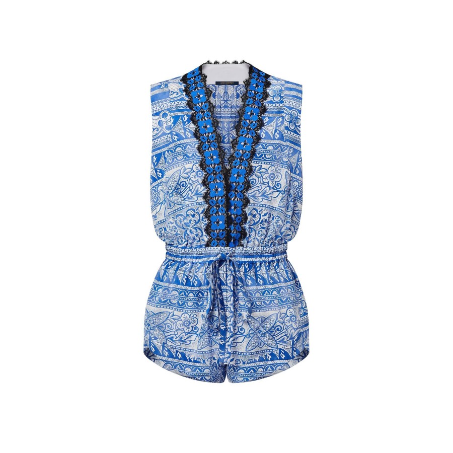 Women Louis Vuitton Skirts And Shorts | Lace Trim Monogram Tile Playsuit