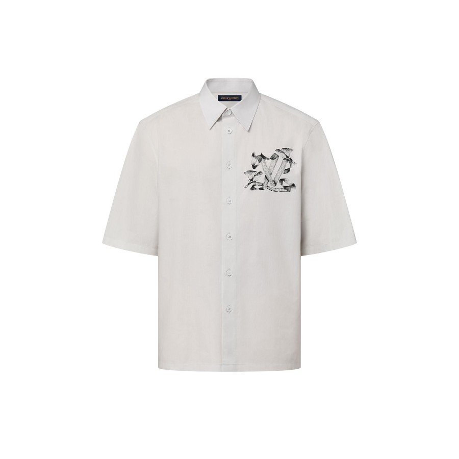 Men Louis Vuitton Shirts | Printed Short-Sleeved Cotton Shirt