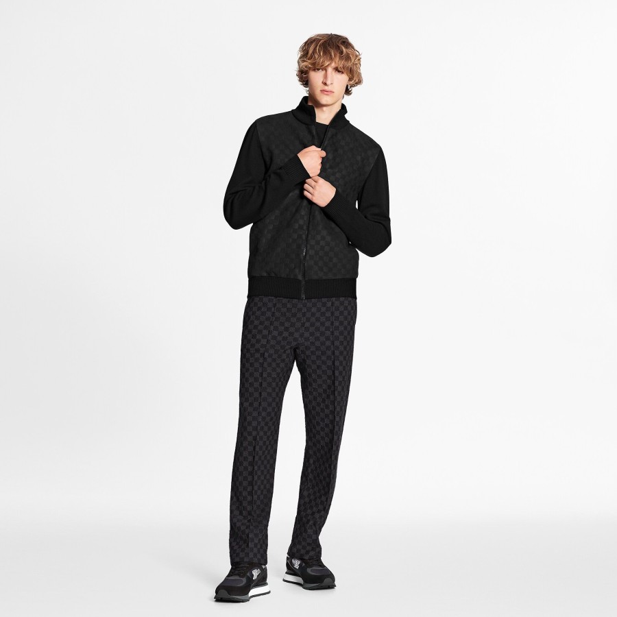 Men Louis Vuitton Knitwear And Sweatshirts | Lvse Damier Leather Front Zip-Through