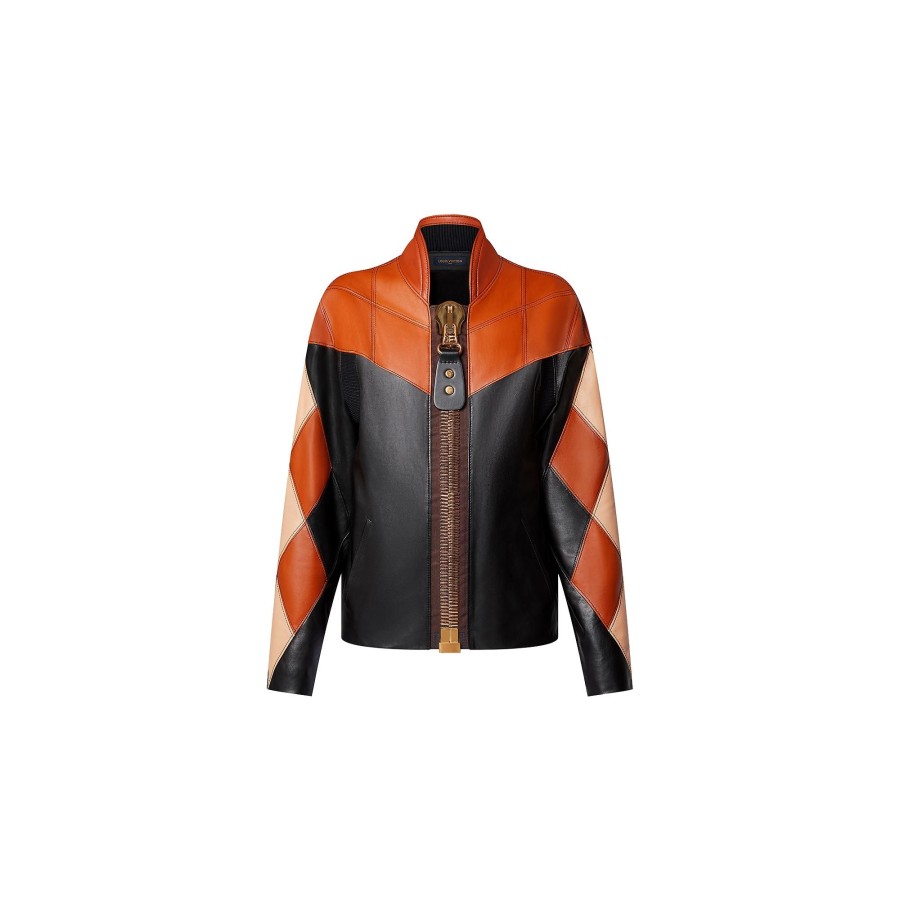 Women Louis Vuitton Coats And Jackets | Patchwork Leather Biker Jacket