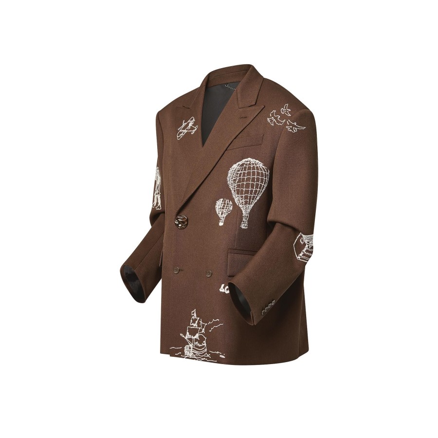 Men Louis Vuitton Blazers And Jackets | Embroidered Double-Breasted Wool Jacket