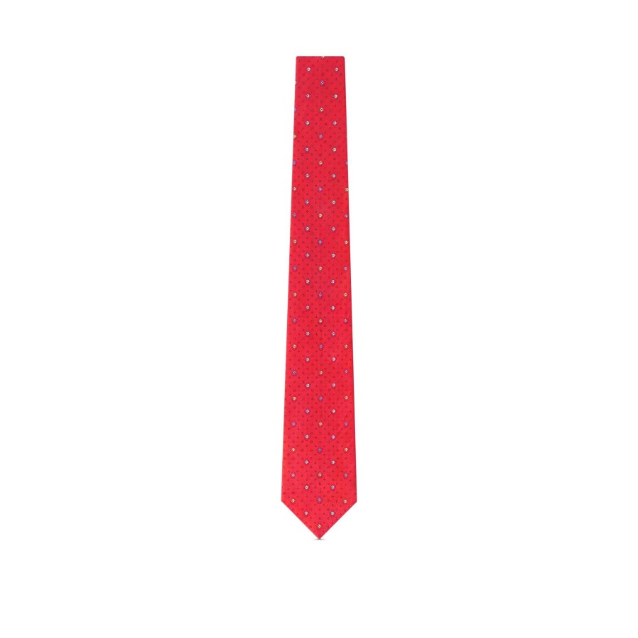 Men Louis Vuitton Ties And Pocket Squares | Mng Vivienne Dots Tie Red