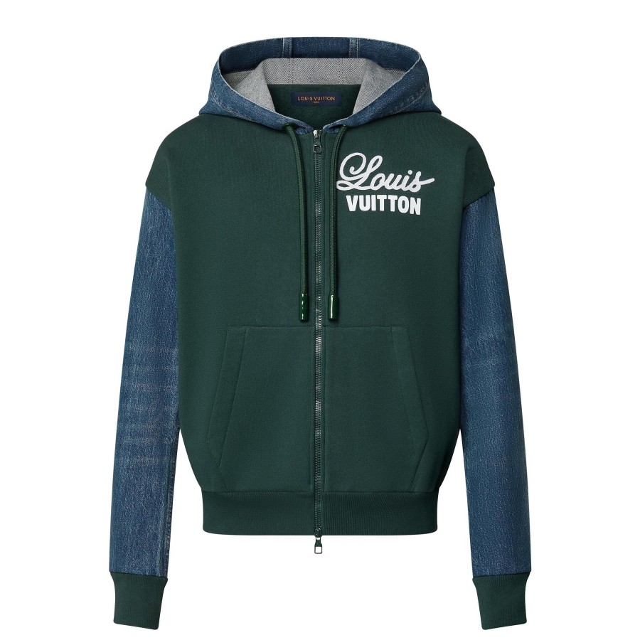 Men Louis Vuitton Knitwear And Sweatshirts | Hybrid Hoodie Denim Jacket