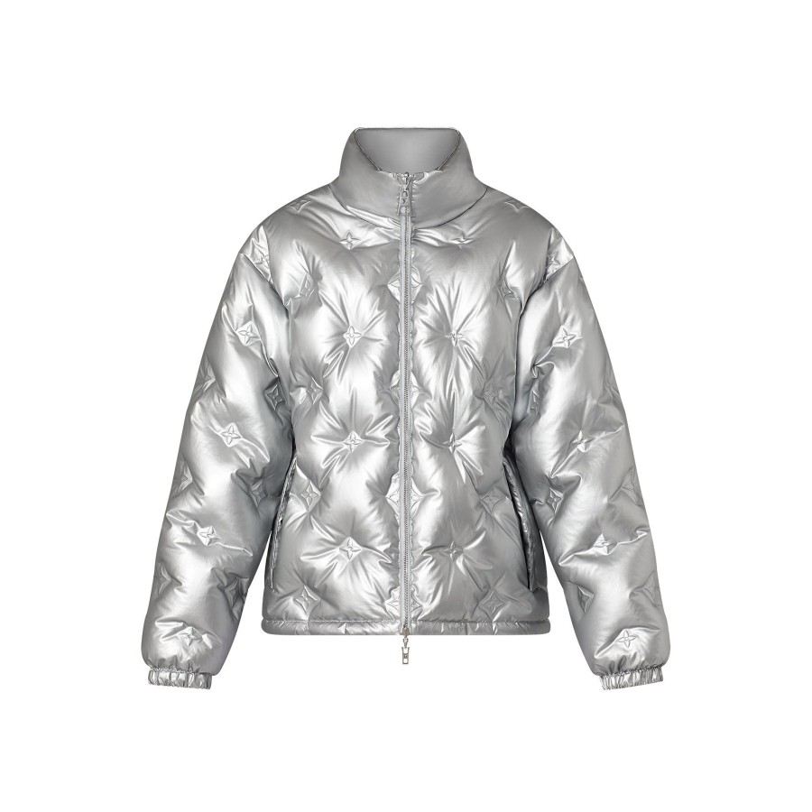 Women Louis Vuitton Coats And Jackets | Metallic Monogram Flowers Reversible Puffer Jacket