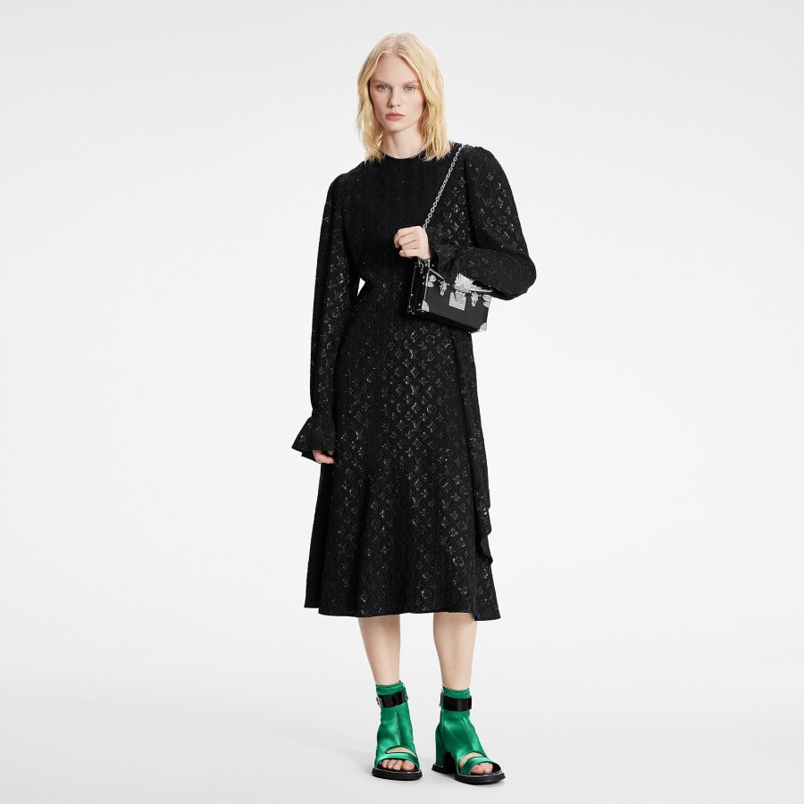 Women Louis Vuitton Dresses | Monogram Sparkle Long-Sleeved Dress