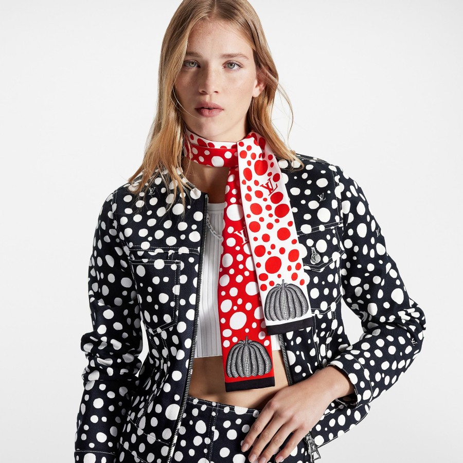 Women Louis Vuitton Silk Squares And Bandeaus | Lv X Yk Infinity Dots Bandeau Red White