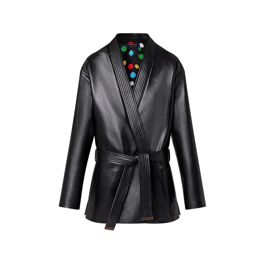 Women Louis Vuitton Coats And Jackets | Lv X Yk Leather Wrap Jacket