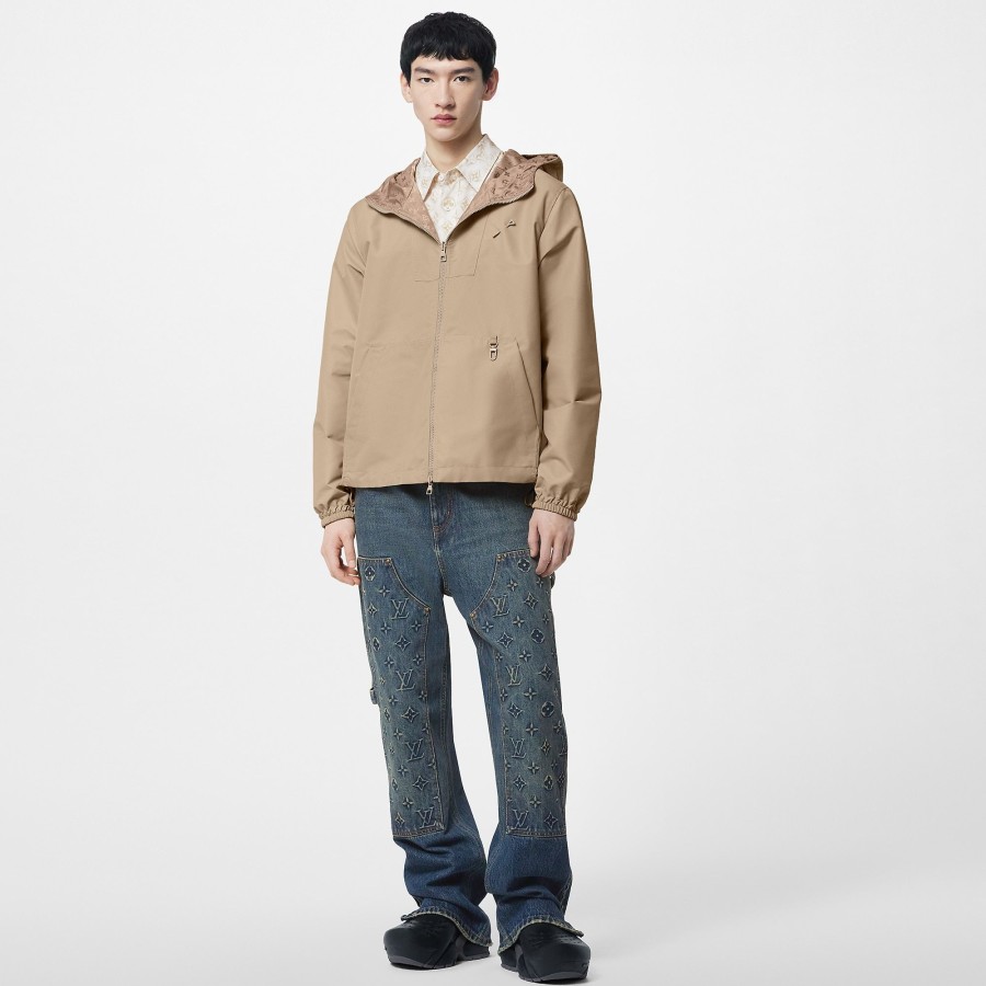 Men Louis Vuitton Coats And Outerwear | Monogram Reversible Nylon Windbreaker Beige