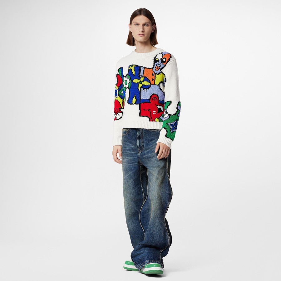 Men Louis Vuitton Knitwear And Sweatshirts | Lv Puzzle Jacquard Crewneck