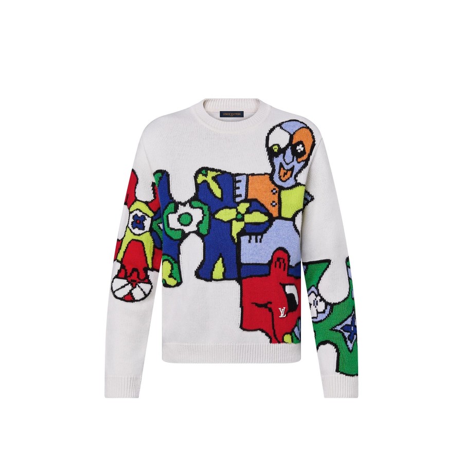 Men Louis Vuitton Knitwear And Sweatshirts | Lv Puzzle Jacquard Crewneck