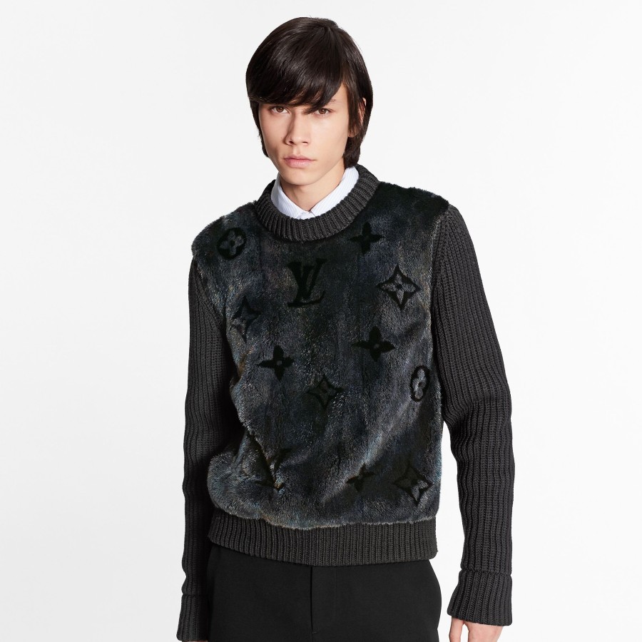 Men Louis Vuitton Knitwear And Sweatshirts | Monogram Fur Crewneck