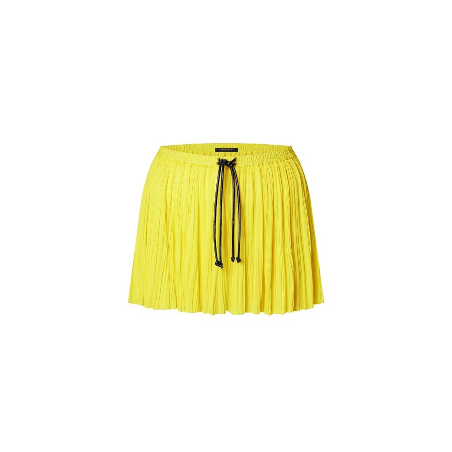 Women Louis Vuitton Skirts And Shorts | Pleated Jersey Mini Shorts Citron