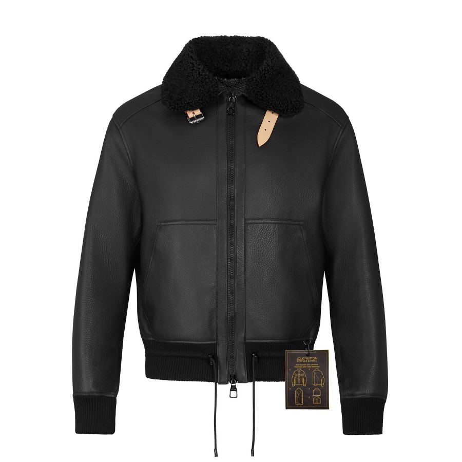 Men Louis Vuitton Coats And Outerwear | Leather Aviator Jacket