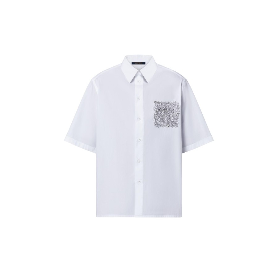 Men Louis Vuitton Shirts | Lvse Placed Embroidery Short-Sleeved Shirt