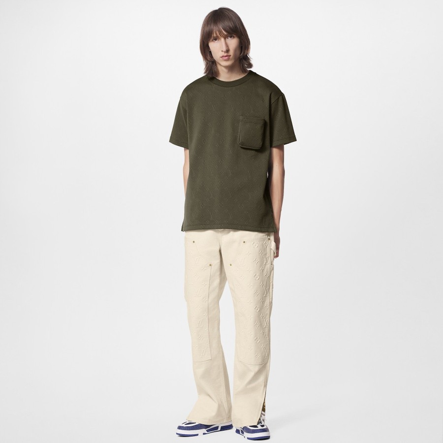 Men Louis Vuitton T-Shirts And Polos | Lvse Signature 3D Pocket Monogram Tshirt Khaki