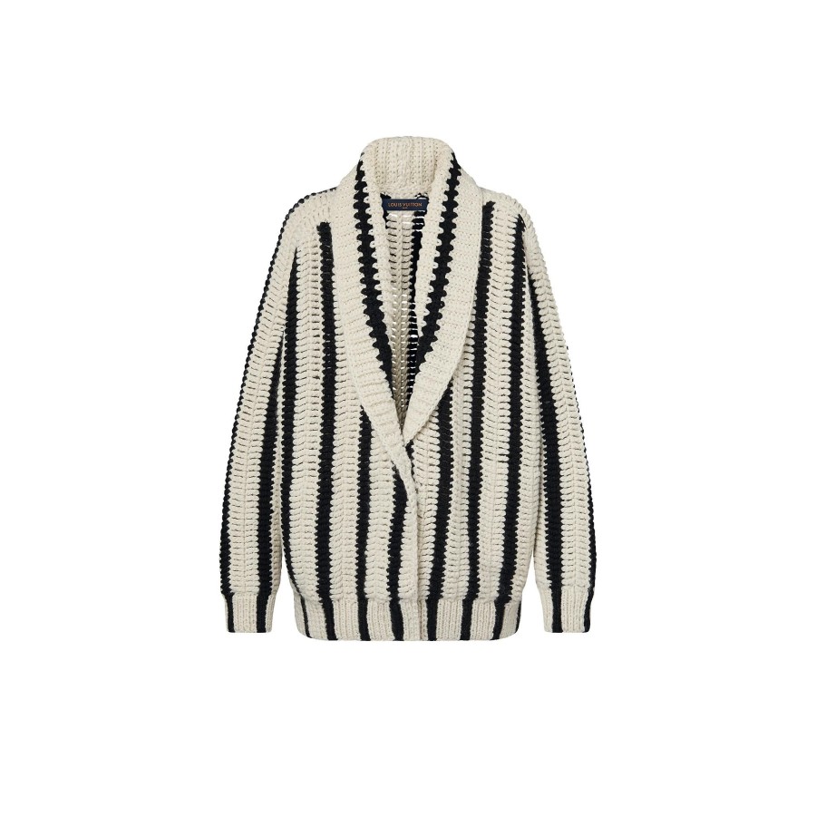 Women Louis Vuitton Knitwear | Vertical Stripes Shawl Collar Cardigan