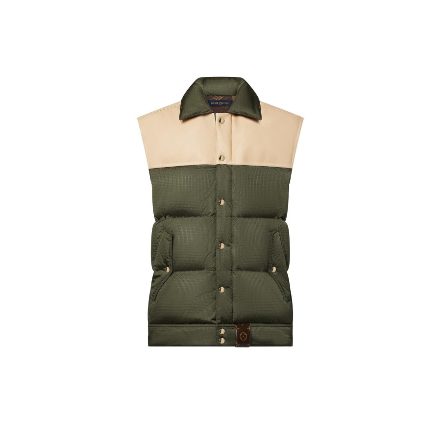 Women Louis Vuitton Coats And Jackets | Leather Accent Sleeveless Puffer Jacket