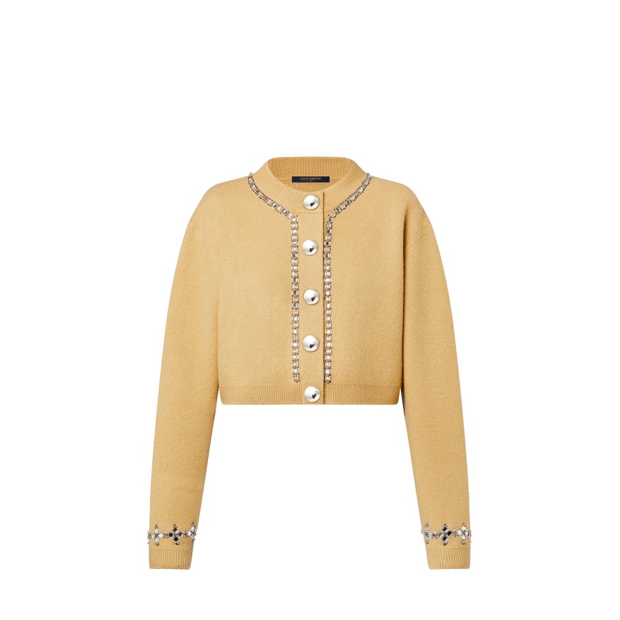 Women Louis Vuitton Coats And Jackets | Beaded Trim Compact Knit Cropped Cardigan