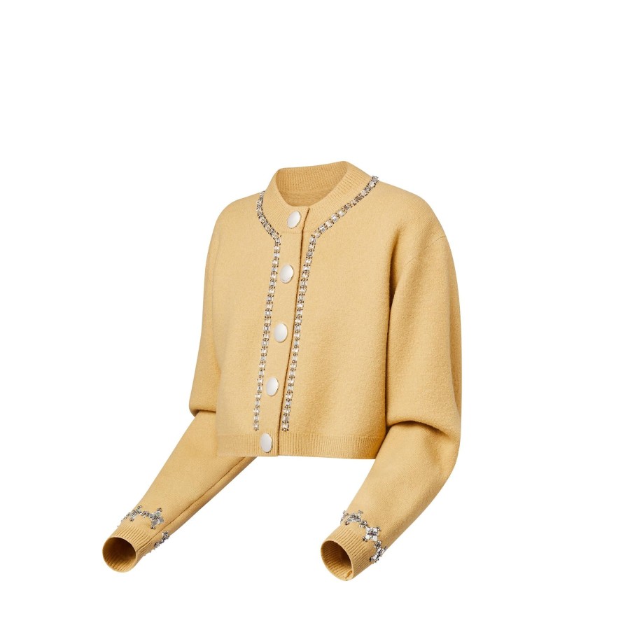 Women Louis Vuitton Coats And Jackets | Beaded Trim Compact Knit Cropped Cardigan