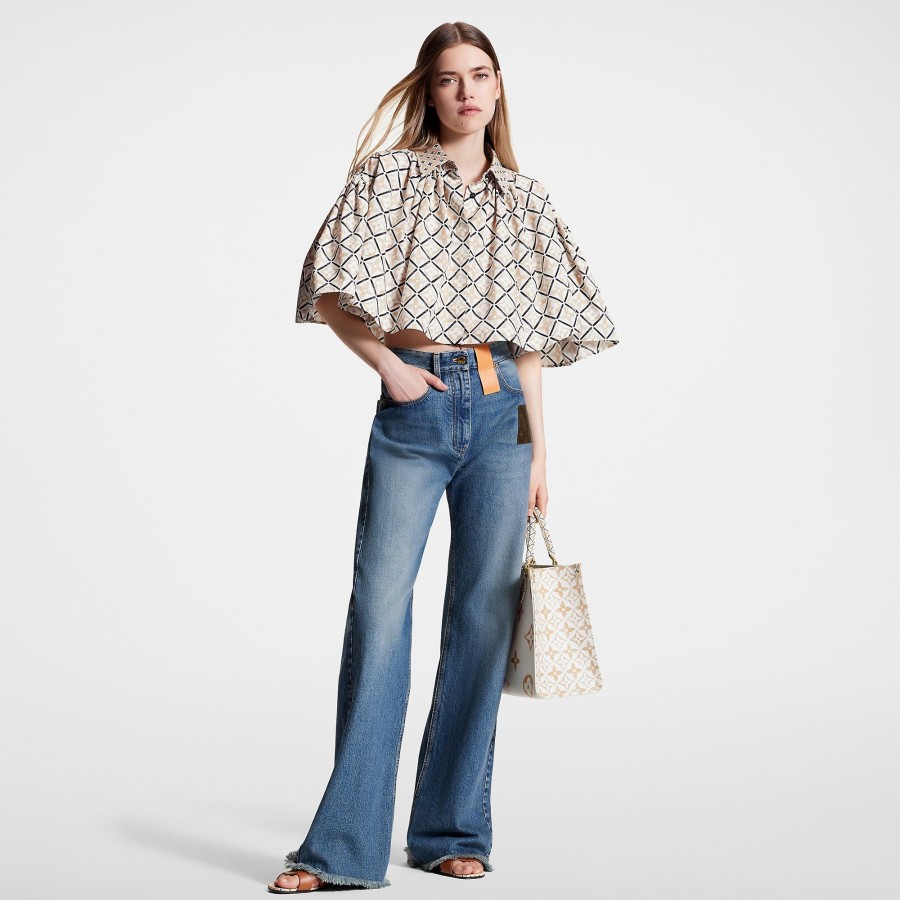 Women Louis Vuitton Denim | Frayed Hem Straight-Cut Jeans