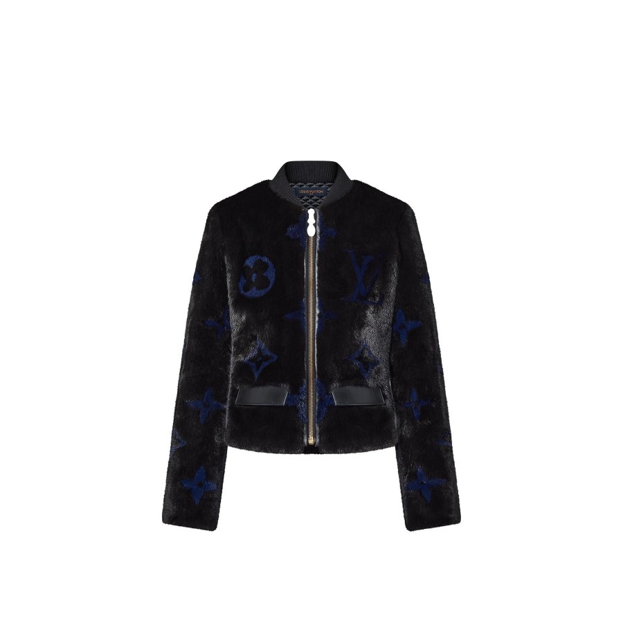 Women Louis Vuitton Coats And Jackets | Monogram Intarsia Mink Jacket