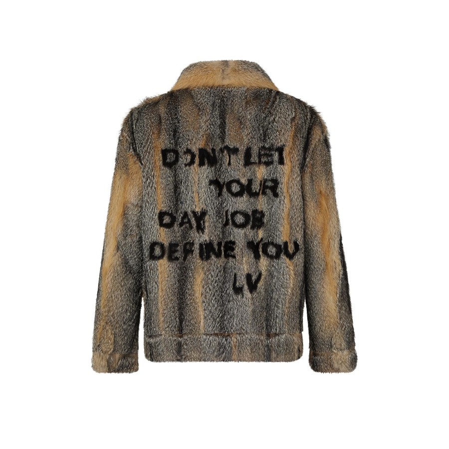 Men Louis Vuitton Coats And Outerwear | Fur Blouson With Lv Lettering