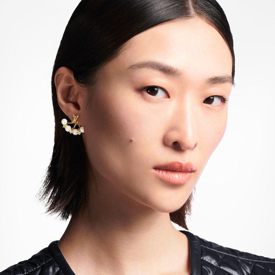 Women Louis Vuitton Earrings | Minigram Pearls Earrings