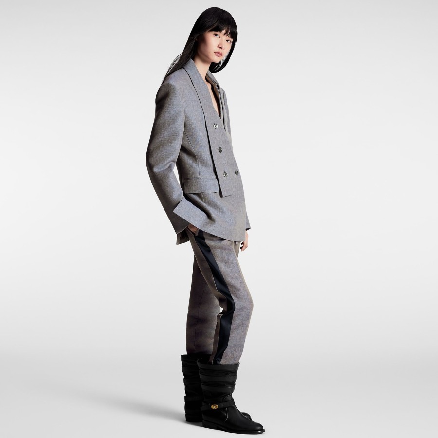 Women Louis Vuitton Pants | Side Accent Tailored Pants Grey