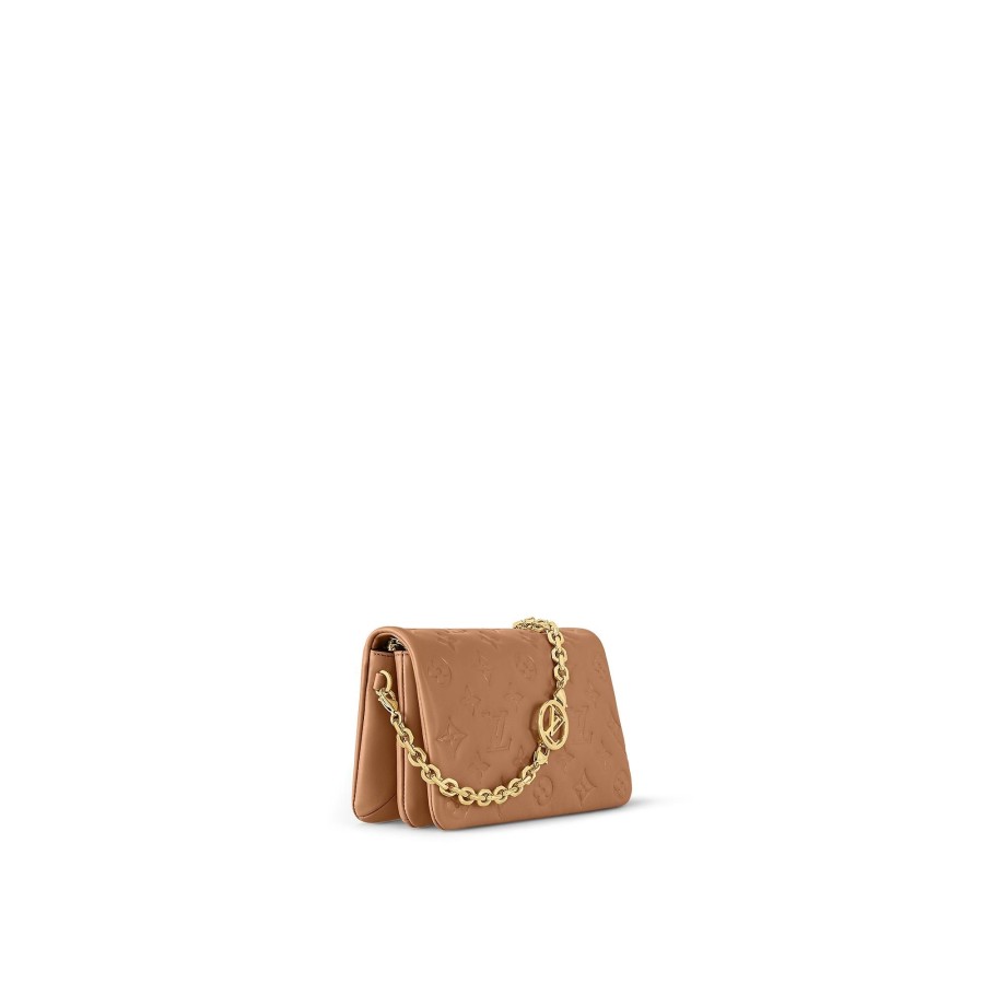 Women Louis Vuitton Chain Bags And Clutches | Pochette Coussin Camel