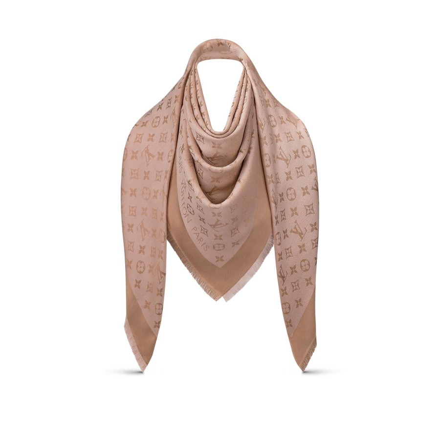 Women Louis Vuitton Shawls And Stoles | Monogram Denim Shawl Beige Rose