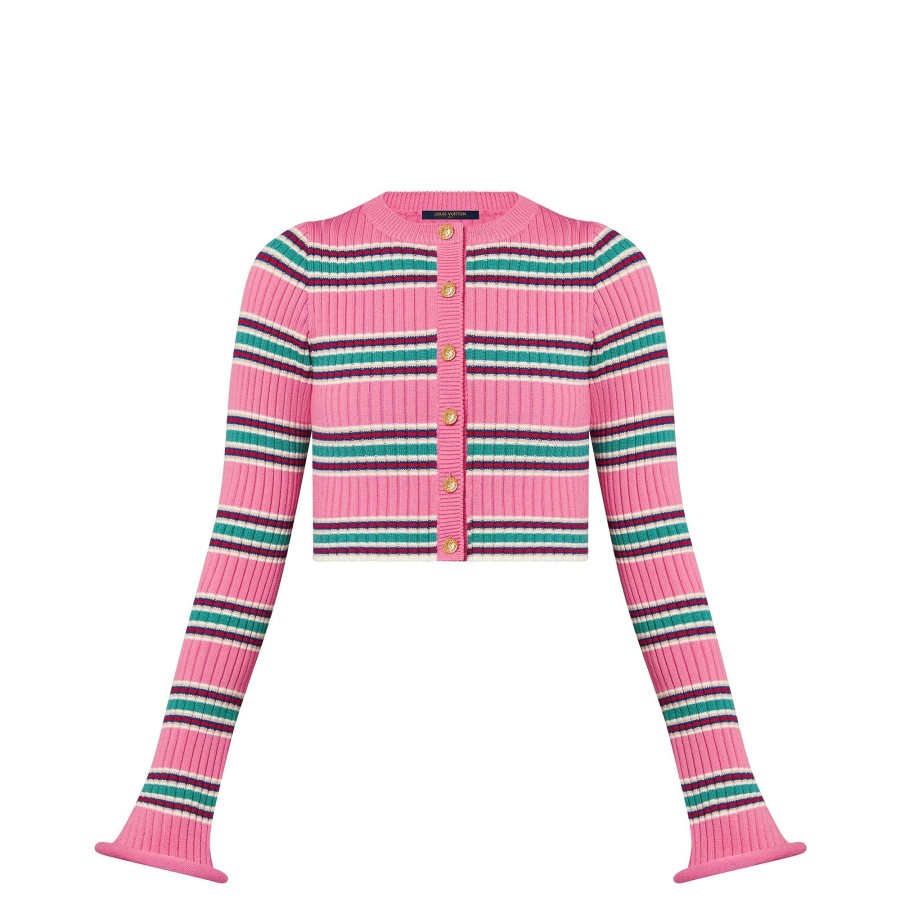 Women Louis Vuitton Knitwear | Horizontal Stripes Trumpet Sleeve Cardigan