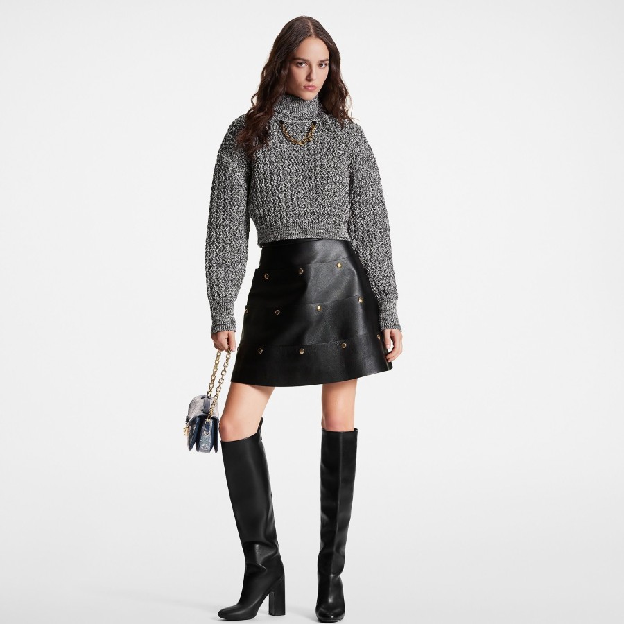 Women Louis Vuitton Skirts And Shorts | Tiered Snap Button Leather Skirt