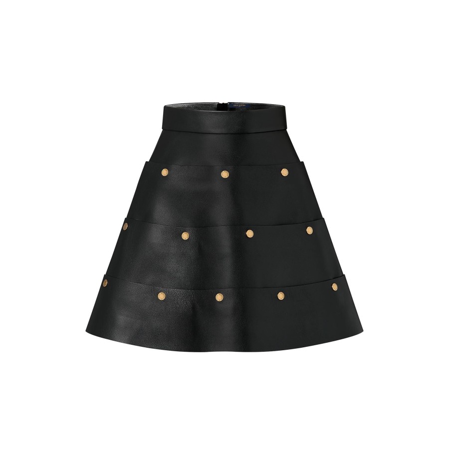 Women Louis Vuitton Skirts And Shorts | Tiered Snap Button Leather Skirt