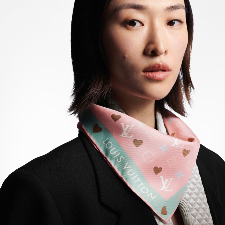 Women Louis Vuitton Silk Squares And Bandeaus | Game On Square 45 Light Pink