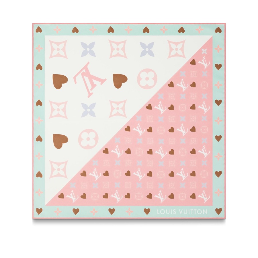 Women Louis Vuitton Silk Squares And Bandeaus | Game On Square 45 Light Pink