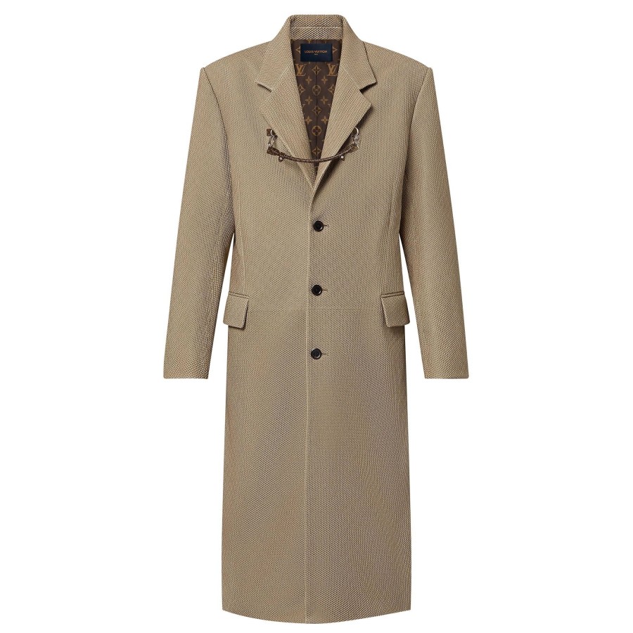 Women Louis Vuitton Coats And Jackets | Herringbone Leather Long Coat