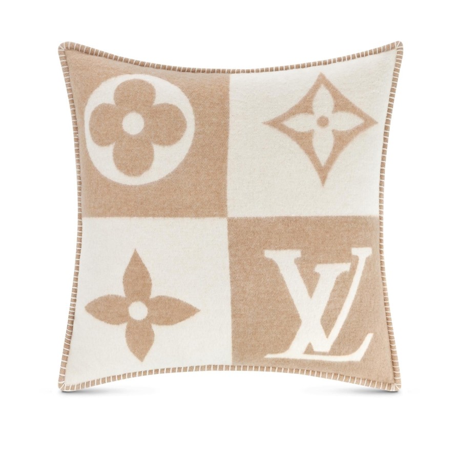 Women Louis Vuitton Home Textiles | Lv Checkmate Cushion Beige