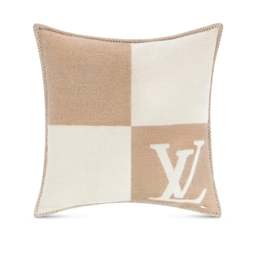 Women Louis Vuitton Home Textiles | Lv Checkmate Cushion Beige