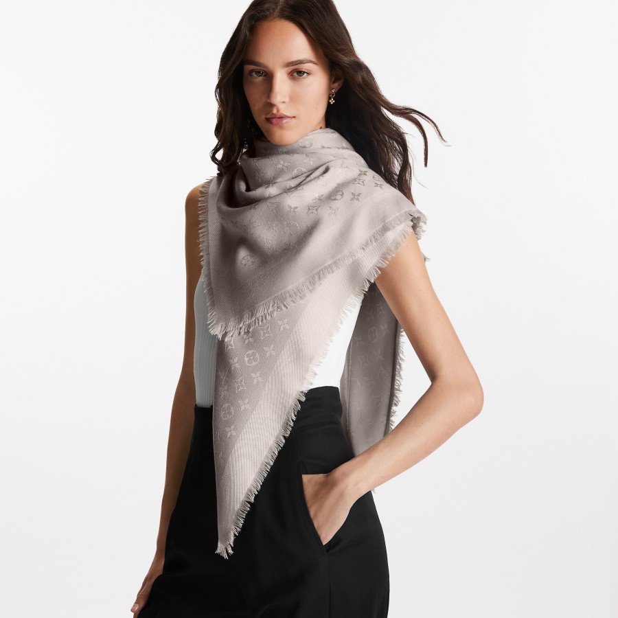 Women Louis Vuitton Shawls And Stoles | Monogram Shawl Greige