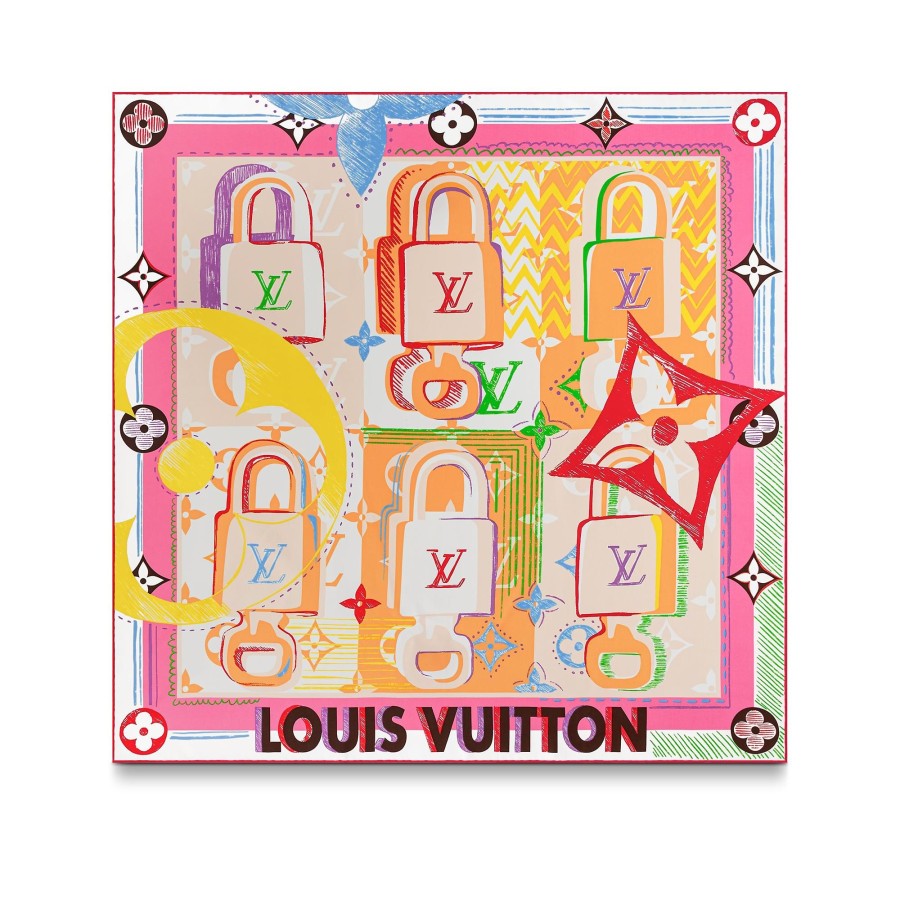 Women Louis Vuitton Silk Squares And Bandeaus | Arty Lv Unlocked Square 90