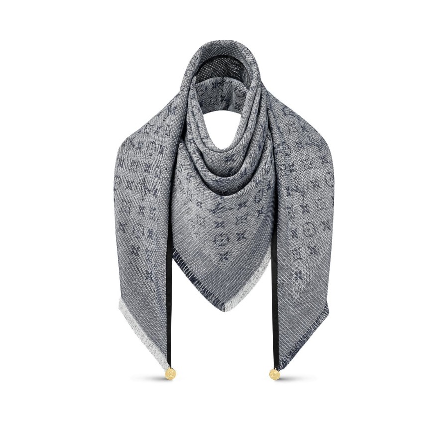 Women Louis Vuitton Shawls And Stoles | Denim Monogram Triangle Shawl