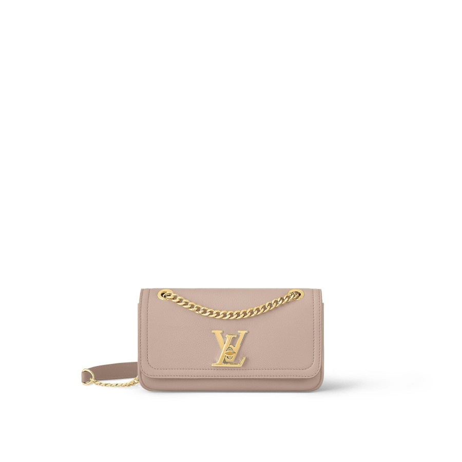 Women Louis Vuitton Leather Bags | Lockme Chain Bag East West Greige