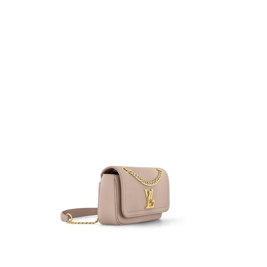 Women Louis Vuitton Leather Bags | Lockme Chain Bag East West Greige